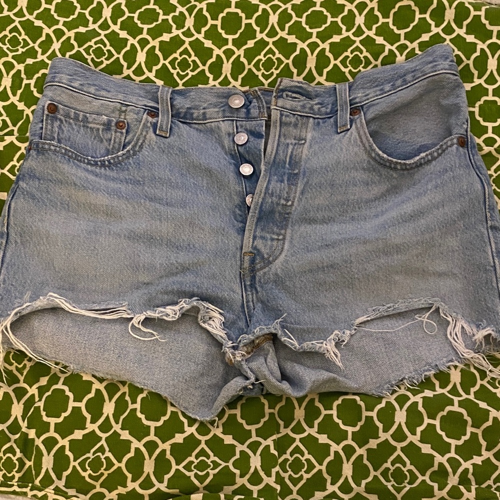 Levi's Light Blue Distressed Jean Shorts